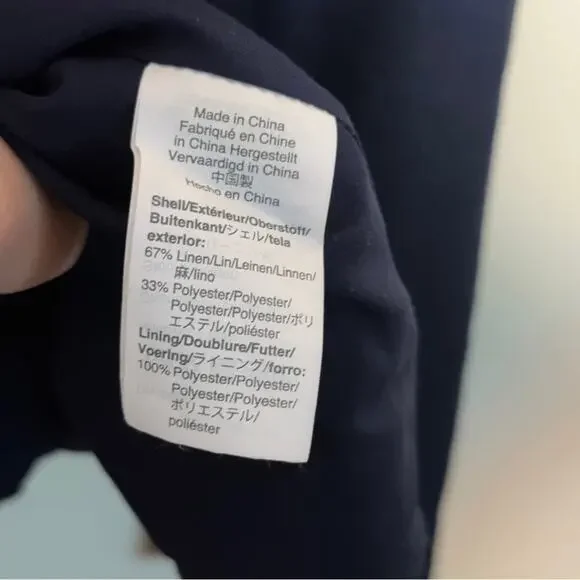 J. CREW Tall Parke Blazer Stretch Linen Navy Blue Sz 2 {K14}